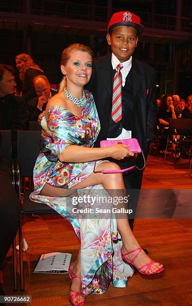 Actress Anne-Sophie Briest and her son Jahmar Walker attend the Victress Day Gala 2009 on September 14, 2009 in Berlin, Germany.