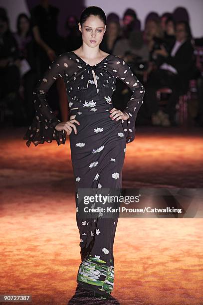 Model walks the runway during the Zac Posen Spring Summer 2010 Ready To Wear show, part of Mercedes-Benz Fashion Week at Altman Building on September...