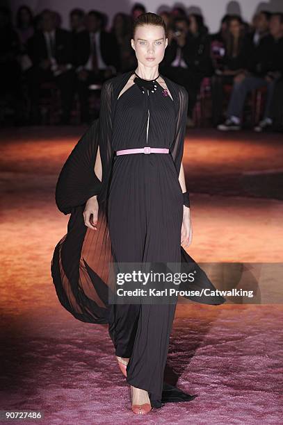 Model walks the runway during the Zac Posen Spring Summer 2010 Ready To Wear show, part of Mercedes-Benz Fashion Week at Altman Building on September...