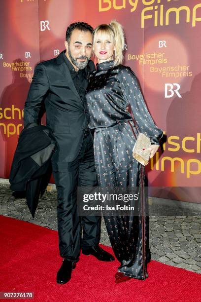 German-Turkish actor Adnan Maral and his wife Franziska Maral attend the Bayerischer Filmpreis 2017 at Prinzregententheater on January 21, 2018 in...