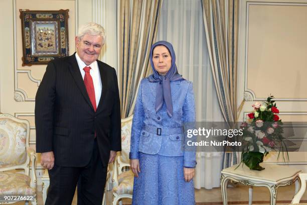 Maryam Rajavi and Newt Gingrich are meeting on January 19, 2018 in the office of NCRI, Auvers sur Oise, north of Paris, France. They support the...