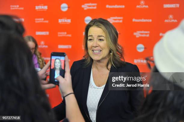 Filmmaker Marina Zenovich attends the "Robin Williams: Come Inside My Mind" Premiere during the 2018 Sundance Film Festival at The Marc Theatre on...