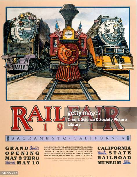 California State Railroad Museum poster advertising the Railfare exhibition at Sacramento, California.