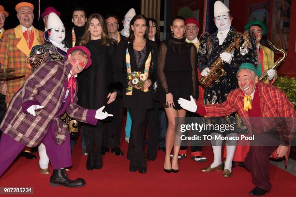 Camille Gottlieb, Princess Stephanie of Monaco and Pauline Ducruet attend the 42nd International Circus Festival in Monte Carlo on January 19, 2018...