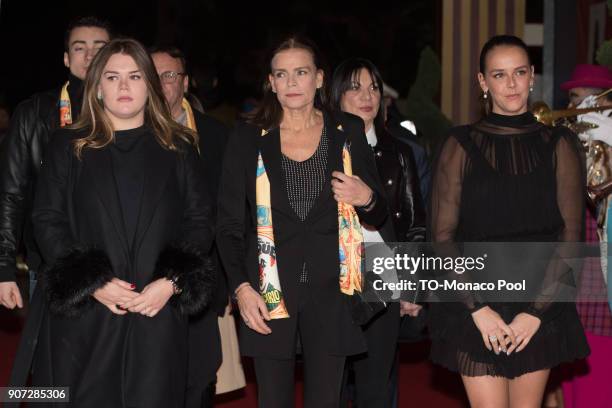 Camille Gottlieb, Princess Stephanie of Monaco and Pauline Ducruet attend the 42nd International Circus Festival in Monte Carlo on January 19, 2018...