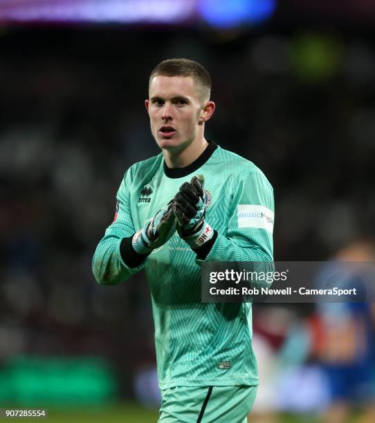 Shrewsbury Town's Dean Henderson during The Emirates FA Cup Third Round Replay match between West Ham United and Shrewsbury Town at London Stadium on...