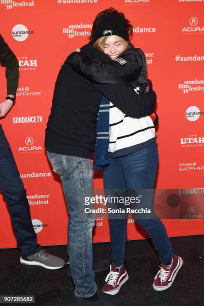 Actors Josh Hamilton and Elsie Fisher attend the "Eighth Grade" Premiere during 2018 Sundance Film Festival at Park City Library on January 19, 2018...