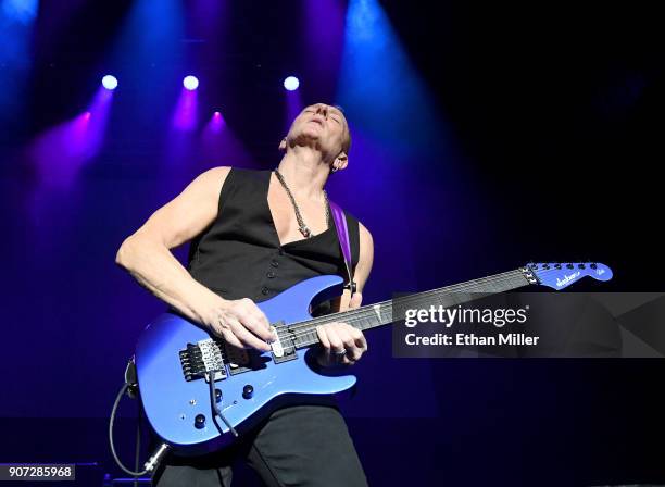 Guitarist Phil Collen performs as part of the G3 concert tour at Brooklyn Bowl Las Vegas at The Linq Promenade on January 17, 2018 in Las Vegas,...