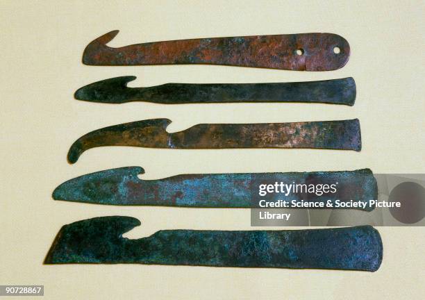 Knives like these may have been used to remove organs during the process of mummification. Written records of medical practice in this area show that...