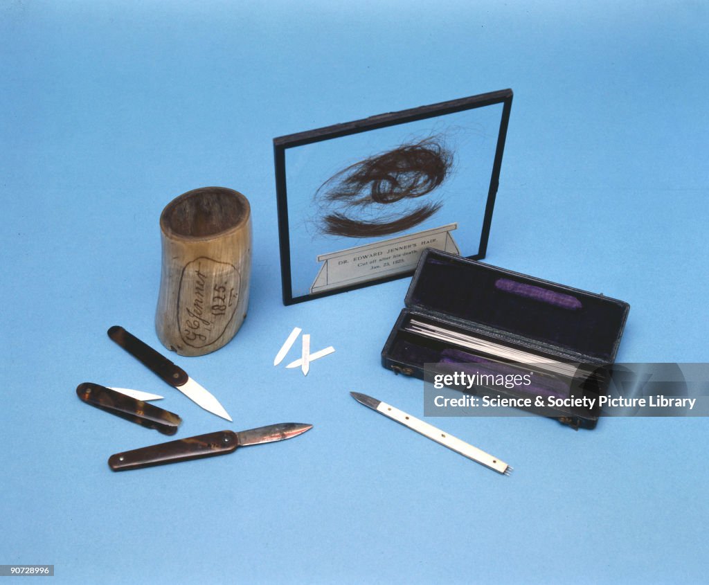 Early Inoculation A section of cow horn, inscribed 'G C Jenner, 1825' ; possibly a ...