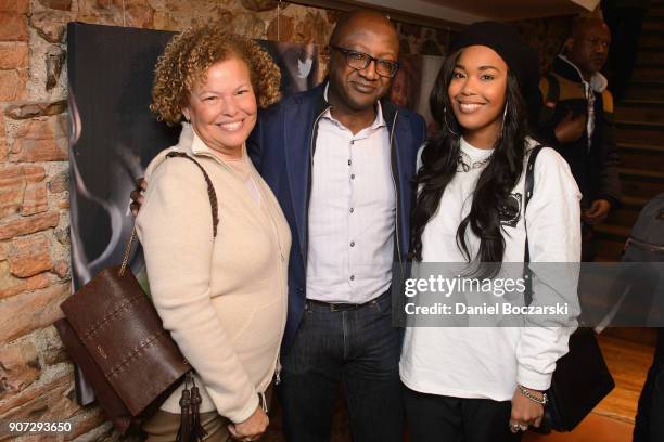 Debra L. Lee, Kay Madati and Ava Coleman attend Twitter and ARRAYs #HereWeAre brunch at the #TwitterLodge during the 2018 Sundance Film Festival on...