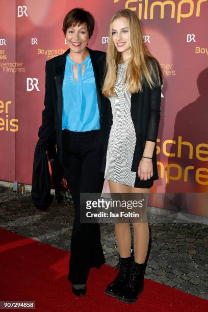 German actress Jule Ronstedt and her daughter Helena Ronstedt attend the Bayerischer Filmpreis 2017 at Prinzregententheater on January 21, 2018 in...