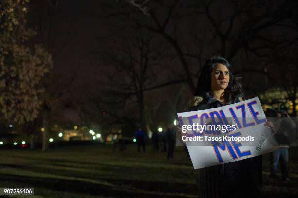 Supporters gather at a rally outside the US Capitol on January 19, 2018 in Washington, DC. A continuing resolution to fund the government has passed...