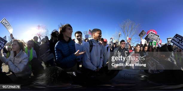 Pro-choice activists debate with pro-life activists in front of the U.S. Supreme Court during the 2018 March for Life January 19, 2018 in Washington,...