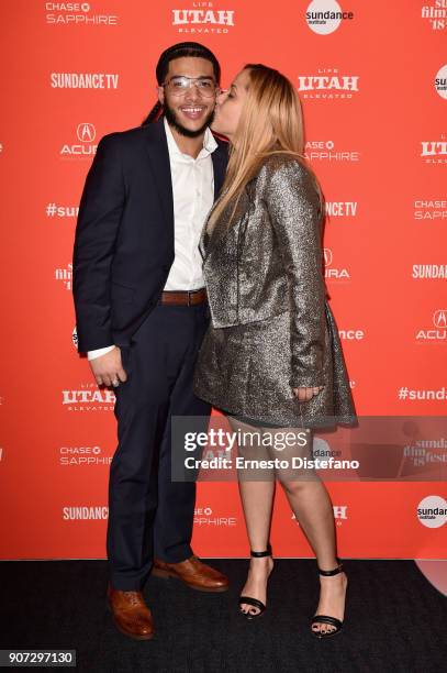 Pedro Hernandez and Jessica Perez attends the "Crime And Punishment" Premiere during the 2018 Sundance Film Festival at The Ray on January 19, 2018...