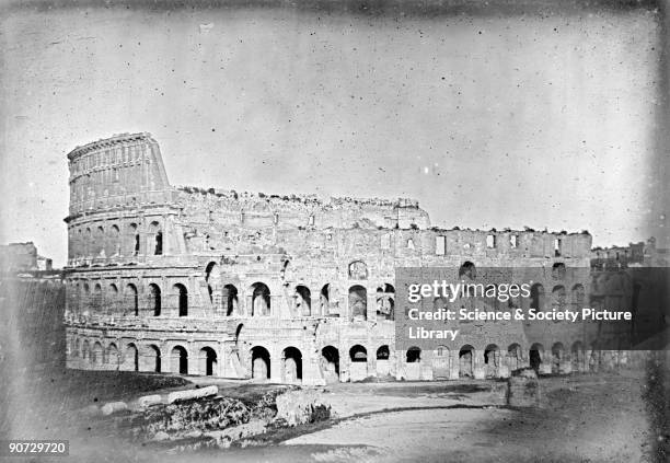 Rome, West side of the Colosseum as seen from Palace of the Caesars near the arch of Titus', 8 June 1841. Daguerreotype by Lorenzo Suscipi. One of a...