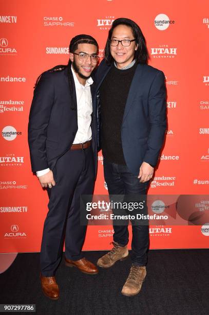 Pedro Hernandez and filmmaker Stephen Maing attend the "Crime And Punishment" Premiere during the 2018 Sundance Film Festival at The Ray on January...