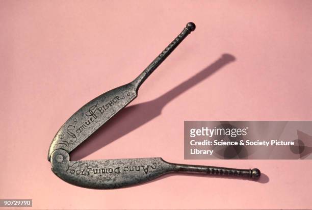 These castration clamps were manufactured by Samuel Bishop. Animals were castrated to prevent inferior males from breeding. Castration was one of the...