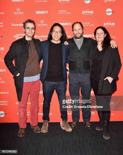 Filmmakers Eric Daniel Metzgar, Stephen Maing, Ross Tuttle, and Laura Poitras attend the "Crime And Punishment" Premiere during the 2018 Sundance...