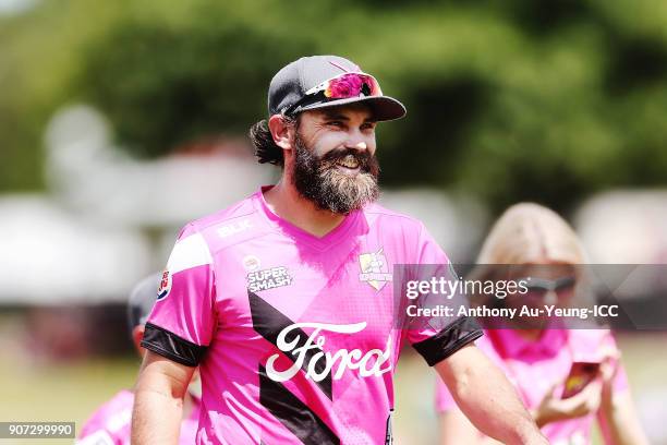 Dean Brownlie of the Knights looks on prior to the Super Smash Grand Final match between the Knights and the Stags at Seddon Park on January 20, 2018...