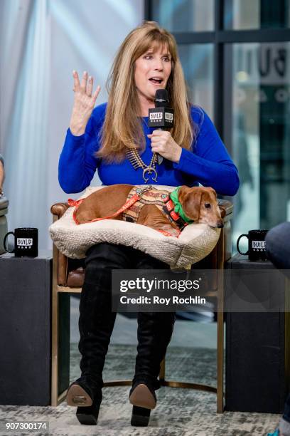 Jill Rappaport with Rubi the dog discuss Animal Planets "Puppy Bowl XIV" with the Build Series at Build Studio on January 19, 2018 in New York City.