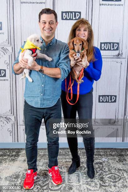 Dan Schachner and Jill Rappaport discuss Animal Planets "Puppy Bowl XIV" with the Build Series at Build Studio on January 19, 2018 in New York City.