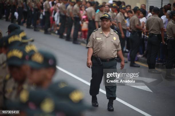 Security measures are taken as Pope Francis leaves the Government Palace after his meeting with Peruvian President, Pedro Pablo Kuczynski in Peru,...