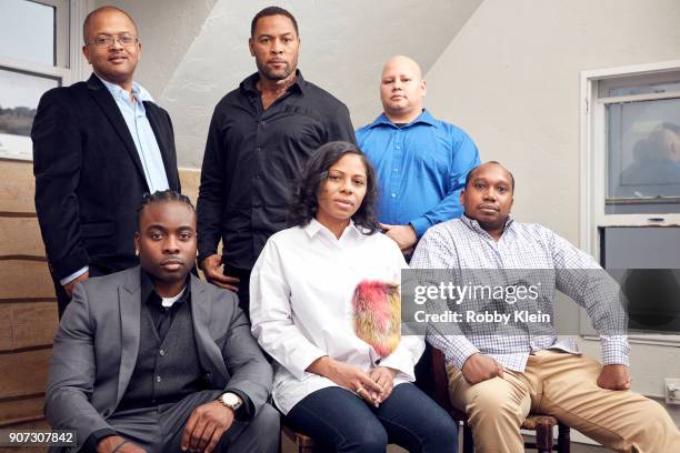 Adhyl Polanco, Derrick Walle, Edwin Raymond, Pedro Serrano Edwin Raymond, Felicia Whitely and Richie Baez from the film 'Crime and Punishment' pose...