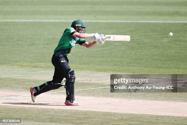 George Worker of the Stags bats during the Super Smash Grand Final match between the Knights and the Stags at Seddon Park on January 20, 2018 in...