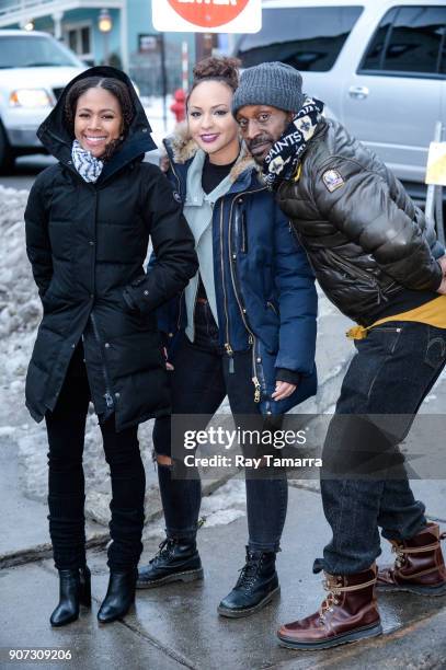 Actors Nicole Beharie, Jasmine Cephas Jones, and Rob Morgan walk in Park City on January 19, 2018 in Park City, Utah.