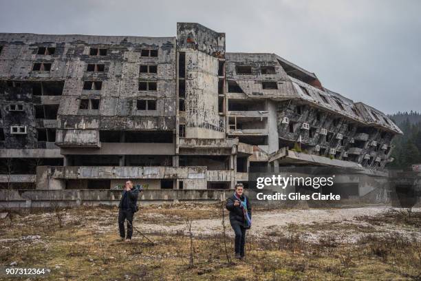 The abandoned shell of a hotel constructed for the 1984 Winter Olympics and where competitors stayed. Ten years later, the hotel was turned into a...