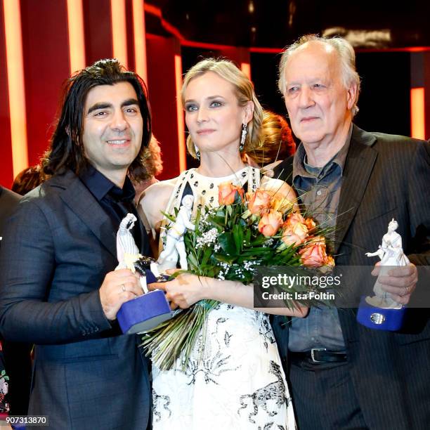 Director and award winner Fatih Akin, actress and award winner Diane Kruger and Director and award winner Werner Herzog attend the Bayerischer...