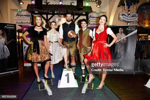 Laura Mueller, Alexandra Burghardt, Martin Wierig, Timo Benitz and Ruth Sophia Spelmeyer attend the Angermaier Weisswurst Party on January 18, 2018...