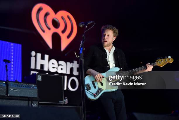 Ted Dwane of Mumford & Sons performs onstage during iHeartRadio ALTer Ego 2018 at The Forum on January 19, 2018 in Inglewood, United States.