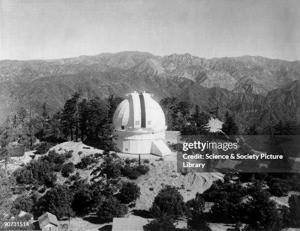 One of a series of 41 bromide prints showing the construction of the Hooker 100-inch reflector at Mount Wilson, California, United States. The...