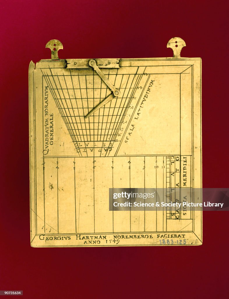 Brass horary quadrant, 1549.