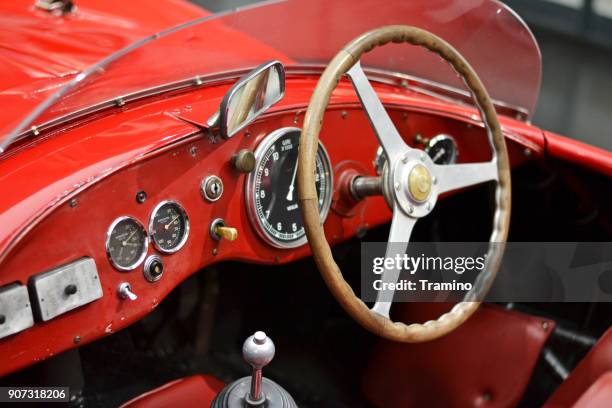 interior of classic alfa romeo vehicle - ferrari spider stock pictures, royalty-free photos & images