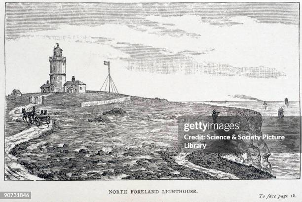 Illustrated plate from 'Our Seamarks' by E Price Edwards, published in 1884. The North Foreland lighthouse is situated on the Isle of Thanet in Kent....