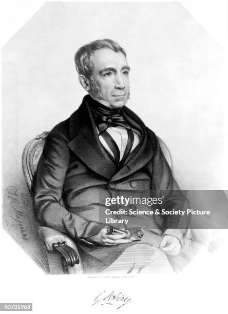 Lithograph by J K Maguire, published by George Ransome of Ipswich, showing the English astronomer and geophysicist, Sir George Bidell Airy . Airy was...