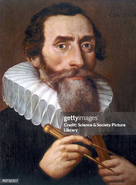Oil painting on canvas of Johannes Kepler . Kepler became a follower of Copernicus whilst studying theology. He later worked with Tycho Brahe in...