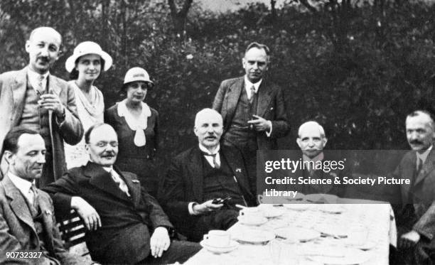 Galaxy of physicists in Munster, Germany, May 1932. This photograph was taken by the famous Austrian chemist, Friedrich Adolf Paneth at tea during...