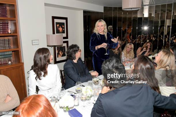 Laura Brown makes a toast at the Opening of Beverly Hills Boutique with a private VIP dinner hosted by Giovanni Morelli, Stuart Weitzman Creative...