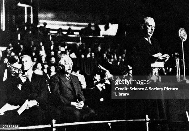 This picture shows Albert Einstein and Ernest Rutherford at an appeal for funds for the Academic Assistance Council in 1933. When Jewish scientists...