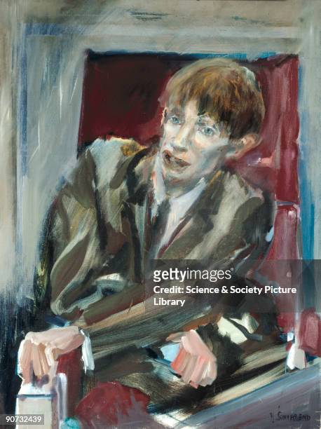 Oil sketch by Yolanda Sonnabend for a portrait in the National Portrait Gallery, London. Stephen Hawking is Lucasian Professor of Mathematics at...