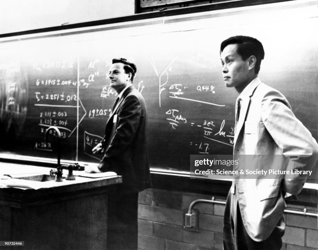 Richard Feynman with Yang Chen Ning, American physicists, c 1950s.