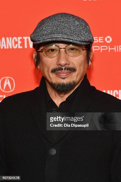 Actor Hiroyuki Sanada attends the "The Catcher Was A Spy" Premiere during the 2018 Sundance Film Festival at The Marc Theatre on January 19, 2018 in...