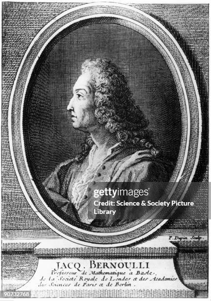 Engraving of Jacques Bernoulli was the brother of the mathematician Jean Bernoulli and was professor of mathematics at Basel. He made important...