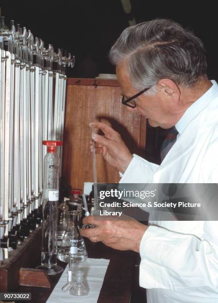 Photograph of Sir Hans Adolf Krebs who was a biochemist notable for his elucidation of metabolic pathways, especially those concerned with energy...