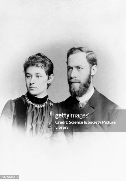 Photograph with Heinrich Hertz with his wife, Elizabeth, at the time of their marriage. Hertz discovered 'Hertzian waves' and discovered that they...