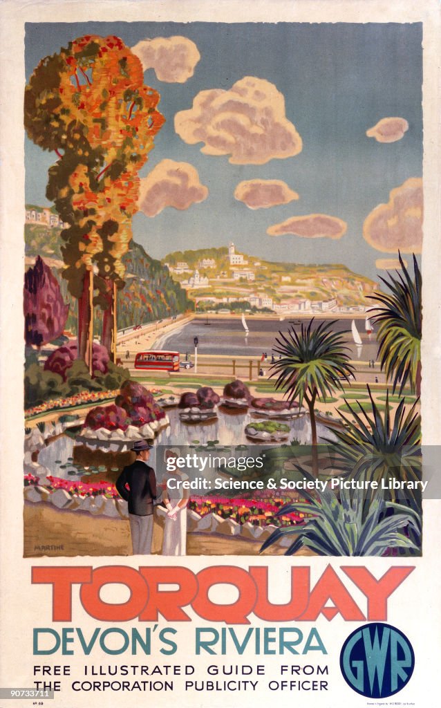 Torquay, Devons Riviera, GWR poster, 1930s.